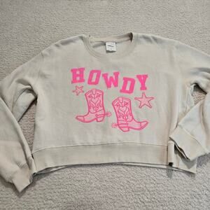 Relaxx Howdy Cropped Sweatshirt Women's Size L Cotton Blend New Preppy